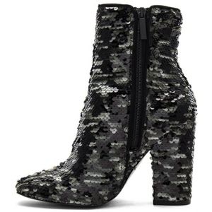 Kendall&kylie women's black/Gray Sequins boots 8